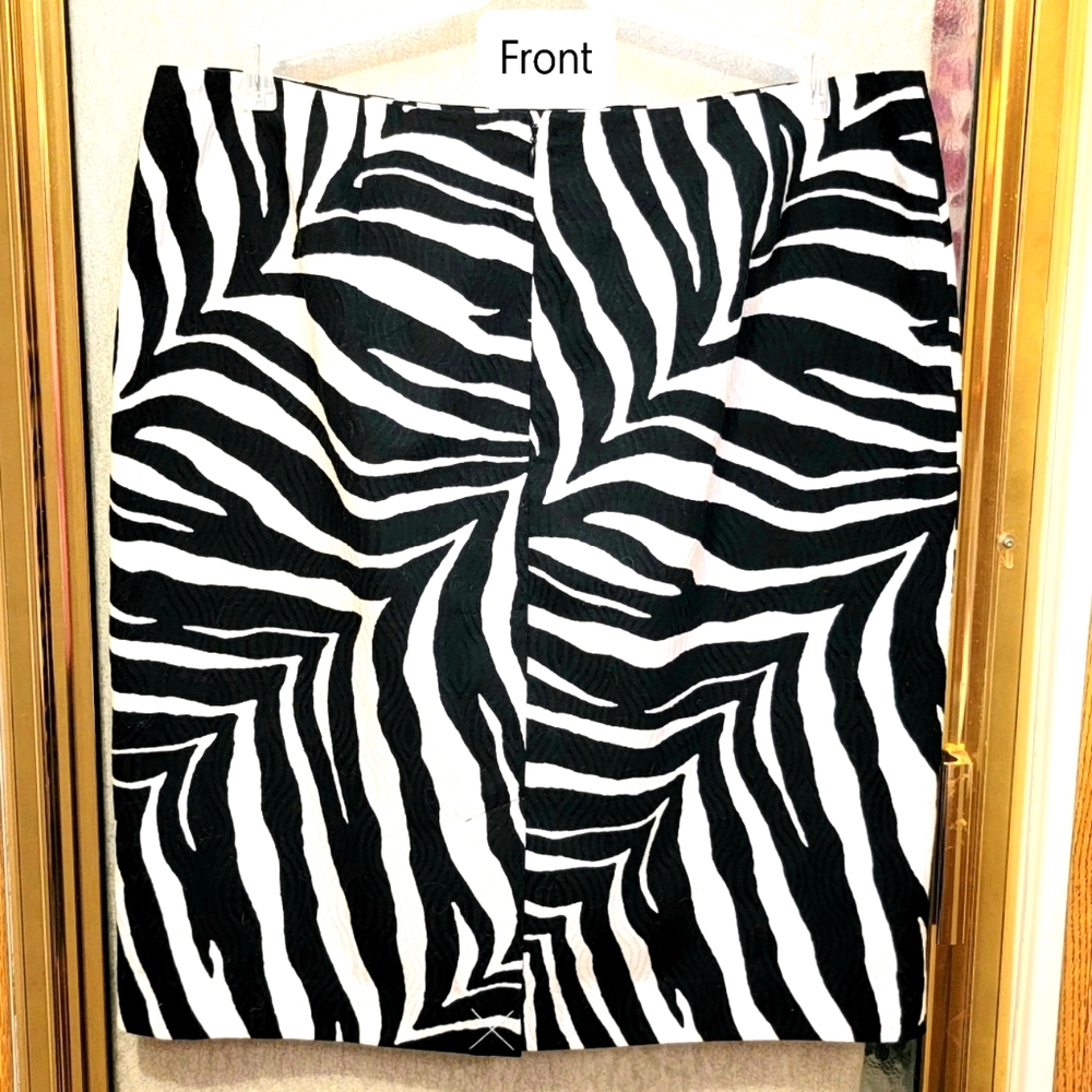 Talbots Zebra Print Lined Modest Pencil Skirt